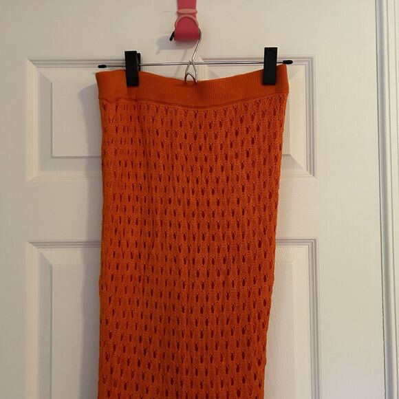 Beach Riot Skirt Midi Orange Crochet Knit Ruffle Swim Coverup Womens Small Polly - Picture 6 of 9